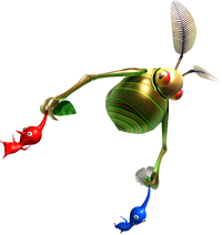 Swooping Snitchbug carries Pikmin P1.png